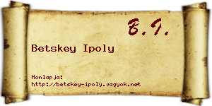 Betskey Ipoly névjegykártya